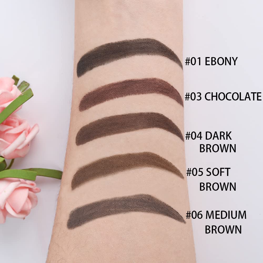 Skiennix Eyebrow Powder Pomade Gel Kit - Medium Brown Tint with Dual-Ended Brush & Stencil Set