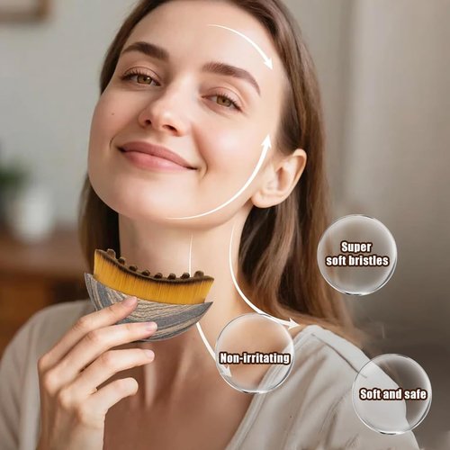 Lymphatic Contour Face Brush and Manual Face Massage Tool, Soft Bristles Jawline Contouring Massager for Skin Depuffing, 3 Pack