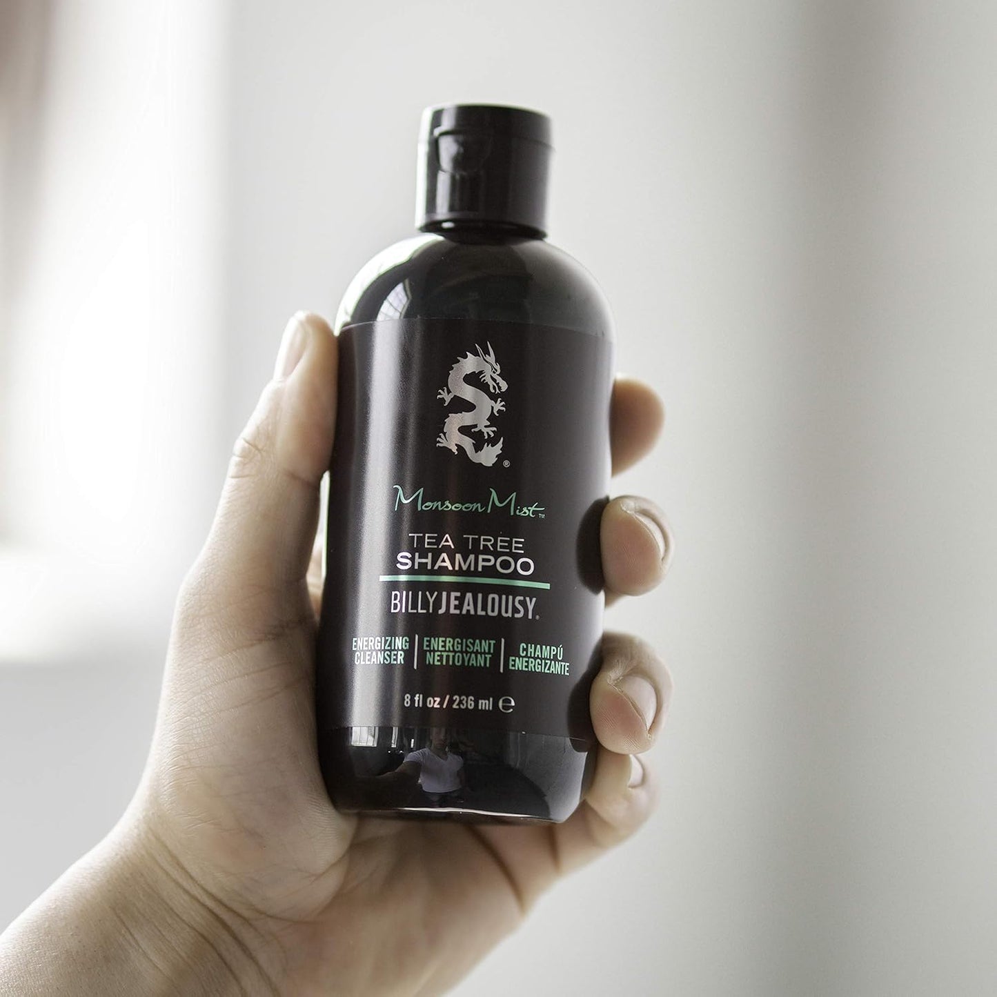 Billy Jealousy Monsoon Mist Shampoo - Energizing Tea Tree Formula with Peppermint & Rosemary, 8 Oz.