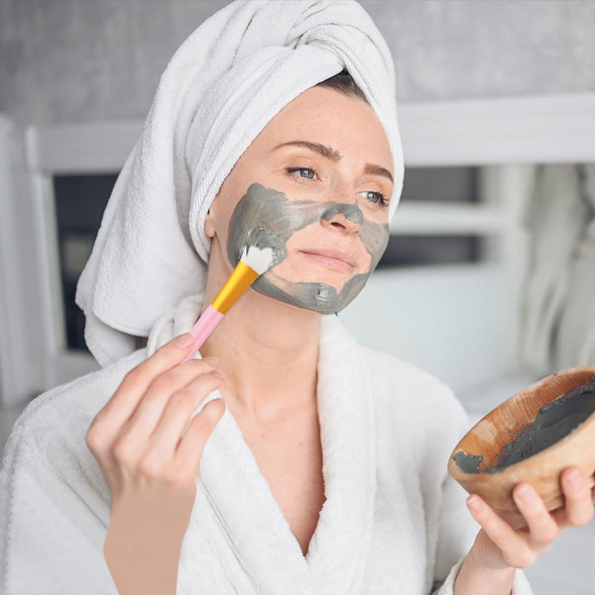 Skiennix Silicone Face Mask Brush Set - Soft Applicators for Mud Masks & DIY Treatments | Blue & Pink