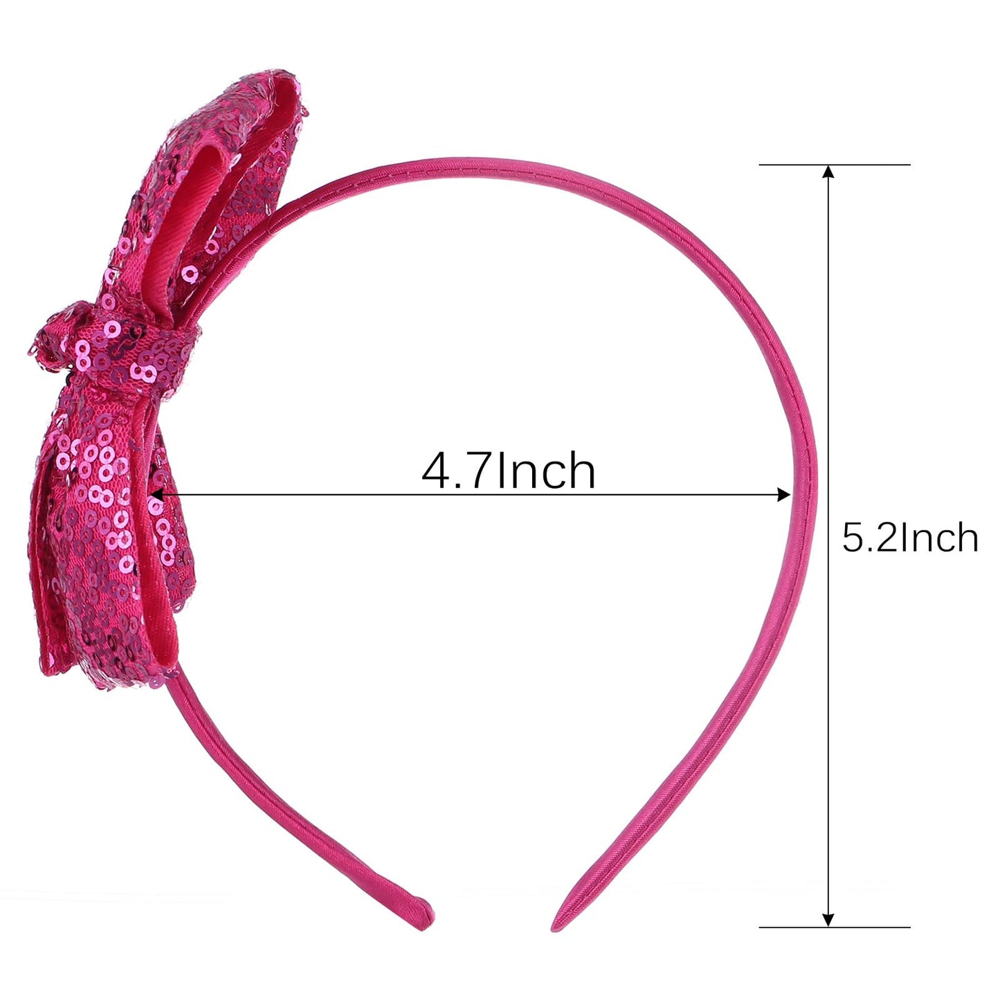 Kiszu Sparkly Sequin Hair Bow Headband for Girls, Kids, and Toddlers - Fashion Cute Boutique Style Hair Accessory - 1 Piece (Hot Pink)