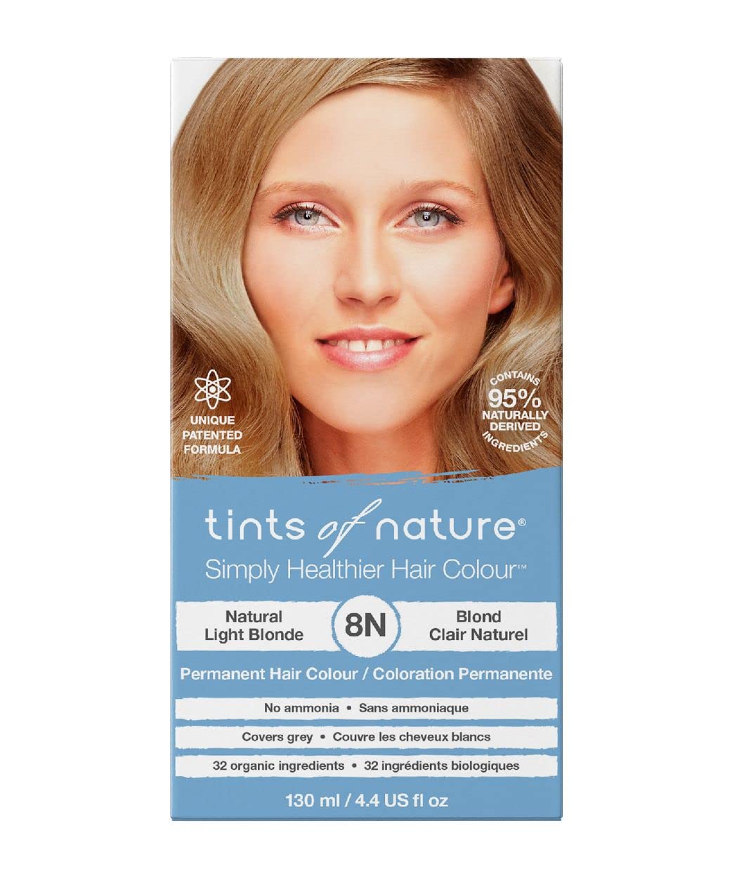 Tints of Nature 8N Natural Light Blonde Hair Dye - Nourishing, Ammonia-Free Formula, 4.4 fl oz