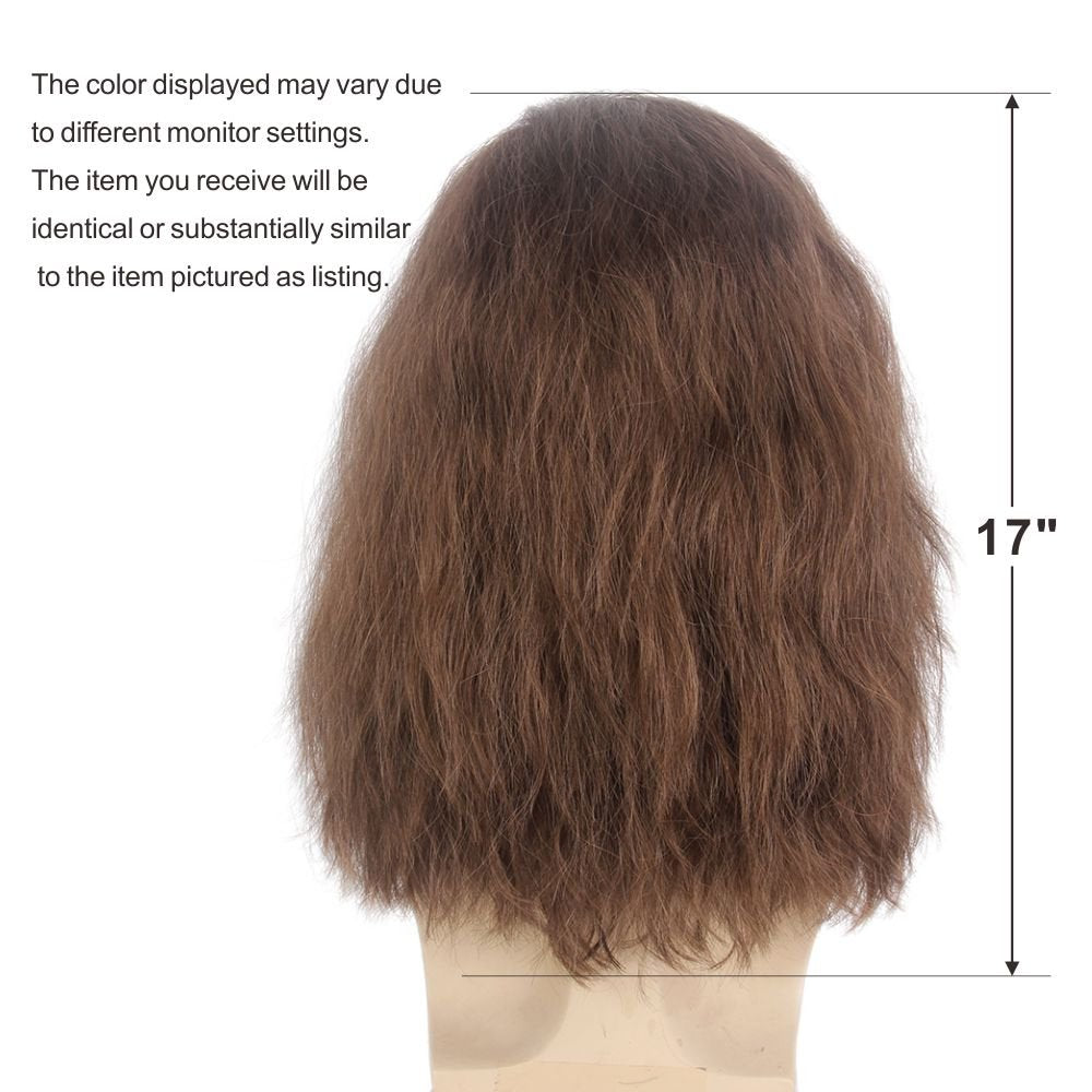 REEWES Mens Wig Long Men Wigs Wig Curly Wave Layered Hair with Cap Flame Redartant Synthetic Hair Wig Natural Hair Wig for Male Daily Party Costume Cosplay Wear (Brown)