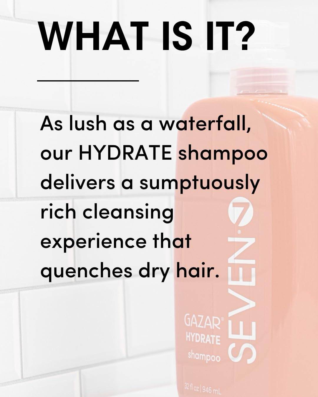SEVEN Hair Care Gazar Hydrate Shampoo - Sulfate & Paraben Free, Pro Vitamin B5, Moisturizing Cactus Flower, 12 oz