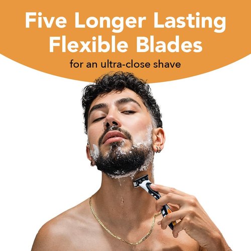 BIC Flex 5 Refillable Razors - Long-Lasting 5 Blade Shaving Kit for Men | 1 Handle & 7 Cartridges
