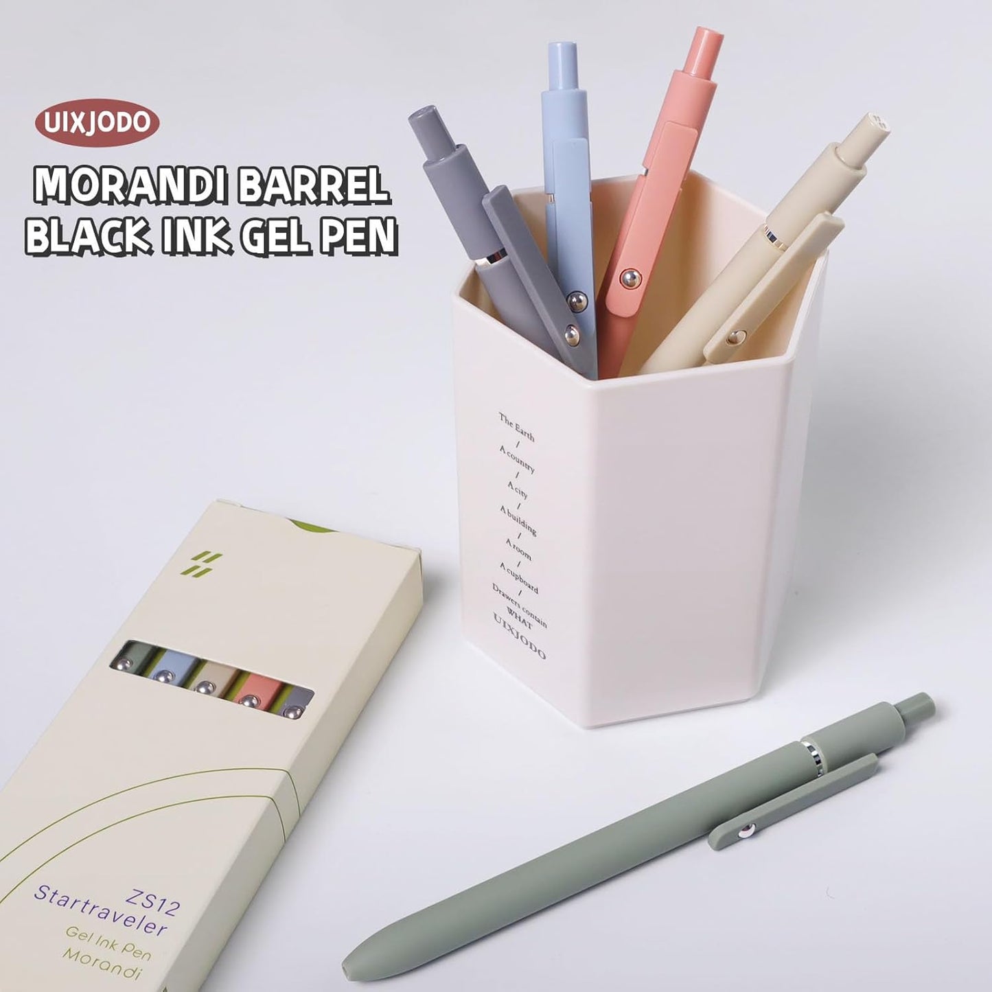 UIXJODO Gel Pens - 5 Pcs Fine Point 0.5mm Black Ink - Smooth Writing & Cute Office Supplies for All