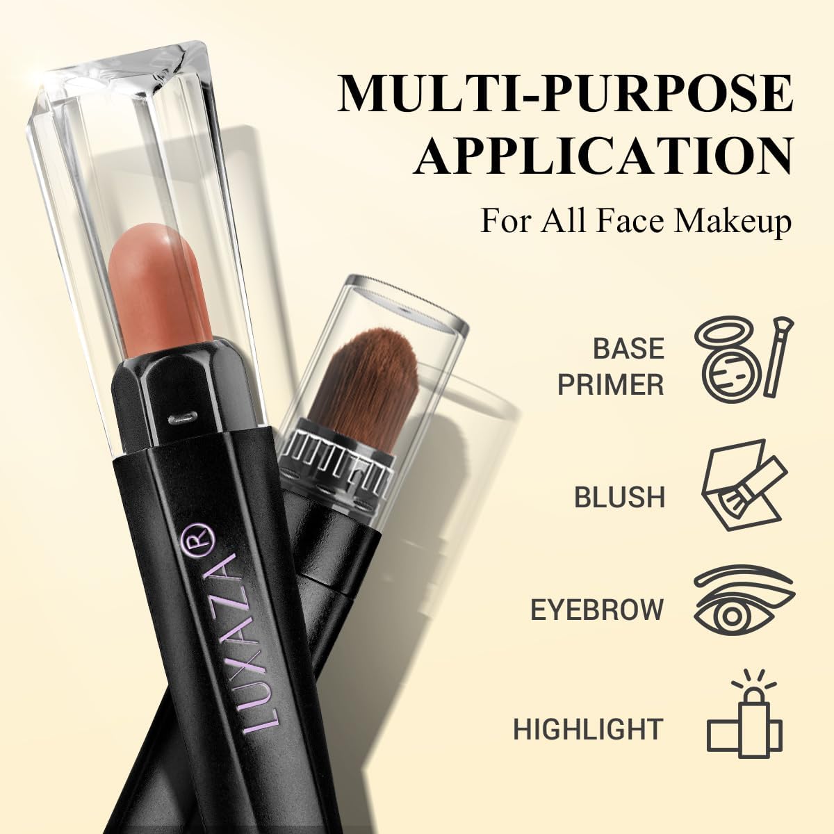 Cream Single Eyeshadow Stick with Blending Brush, Hypoallergenic Eye Shadow Sticks Makeup, Pro Waterproof & Long Lasting Eye Brightener Stick, Eyeshadow Pencil Crayon Shimmer #74