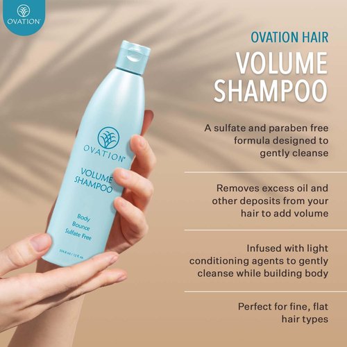 Ovation Hair Volume Shampoo - Boosts Volume & Bounce - 12 oz - Gentle Cleansing with Fenugreek & Aloe Vera