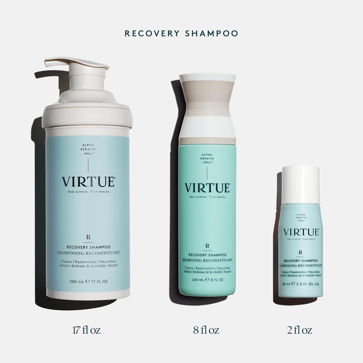VIRTUE Recovery Shampoo - Sulfate-Free Formula with Keratin & Baobab Oil for Damaged Hair