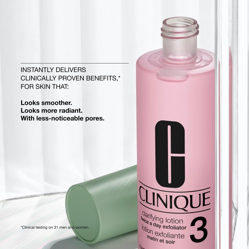 Clinique 3-Step Clarifying Lotion Face Exfoliator For Combination Oily Skin Types, Combination Oily Skin, 16.5 Fl Oz