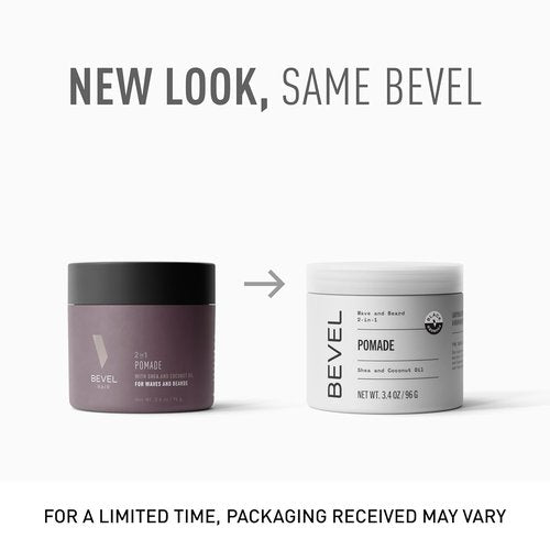 Bevel Beard Balm & Hair Pomade - Moisturizing Coconut Oil & Shea Butter Formula, 3.4 Oz