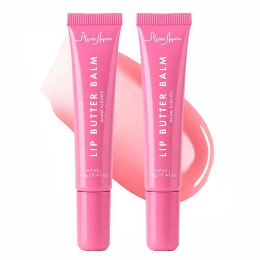 Skiennix Deep Hydrating Lip Butter Balm - Glossy Finish with Shea Butter & Vitamin E - 2 Pack (Sheer Pink, Unscented)