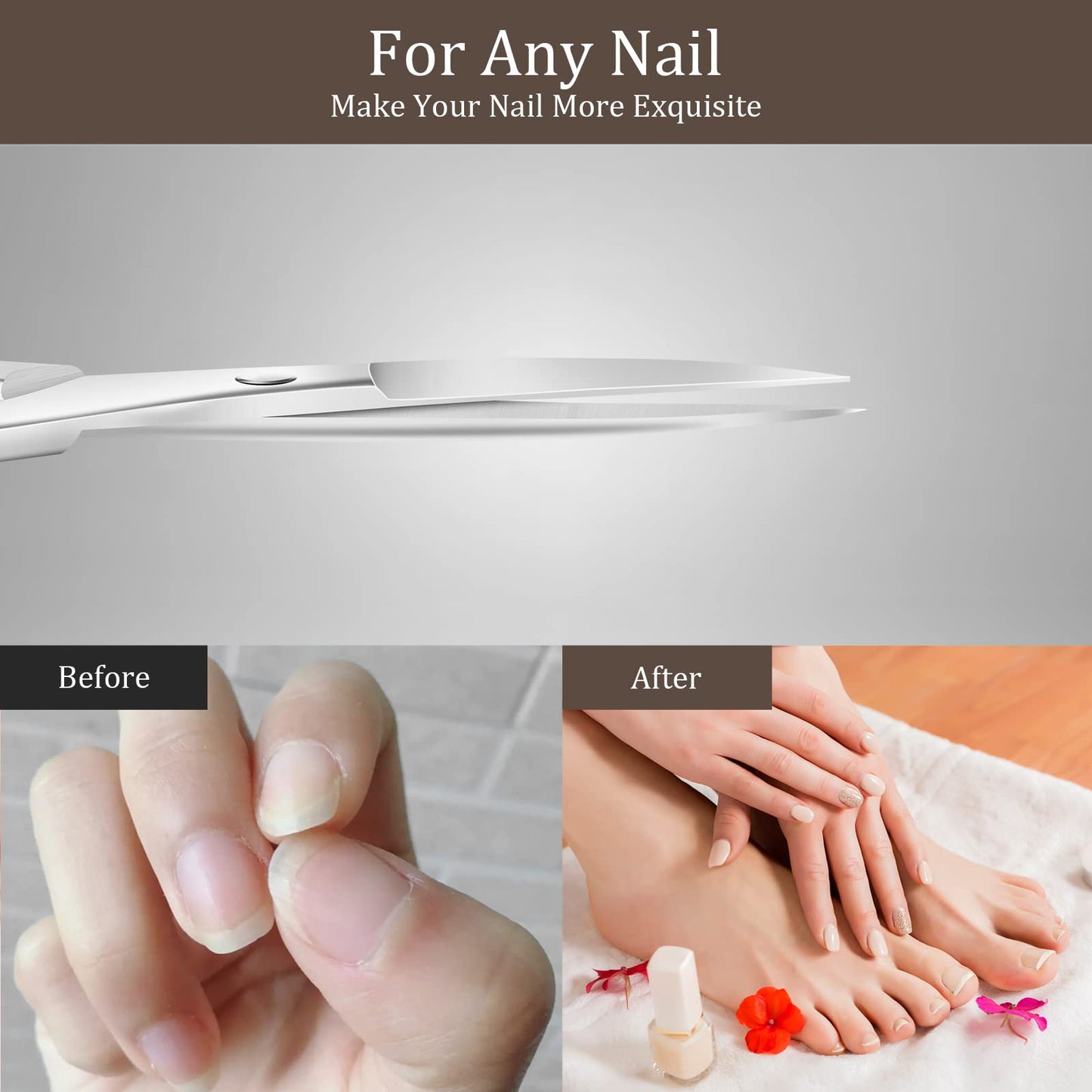 URAQT Cuticle Scissors with Leather Pouch, Manicure Scissors Kits Nail Scissors Sharp Curved Professional Stainless Steel Manicure, Grooming Scissors for Eyebrow, Mustache, Dry Skin - Nail Scissors