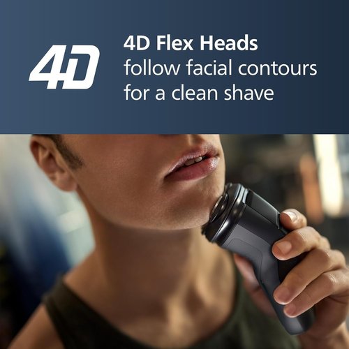 Philips Norelco Electric Shaver 2400 Series - Wet & Dry with Pop-Up Trimmer | Deep Black, Model X3001/90