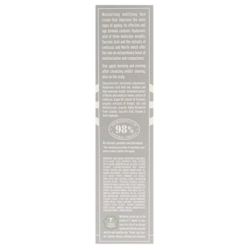 L'Erbolario Hyaluronic Acid Moisturizing Mattifying Face Cream for Men - 1.6 oz Tube