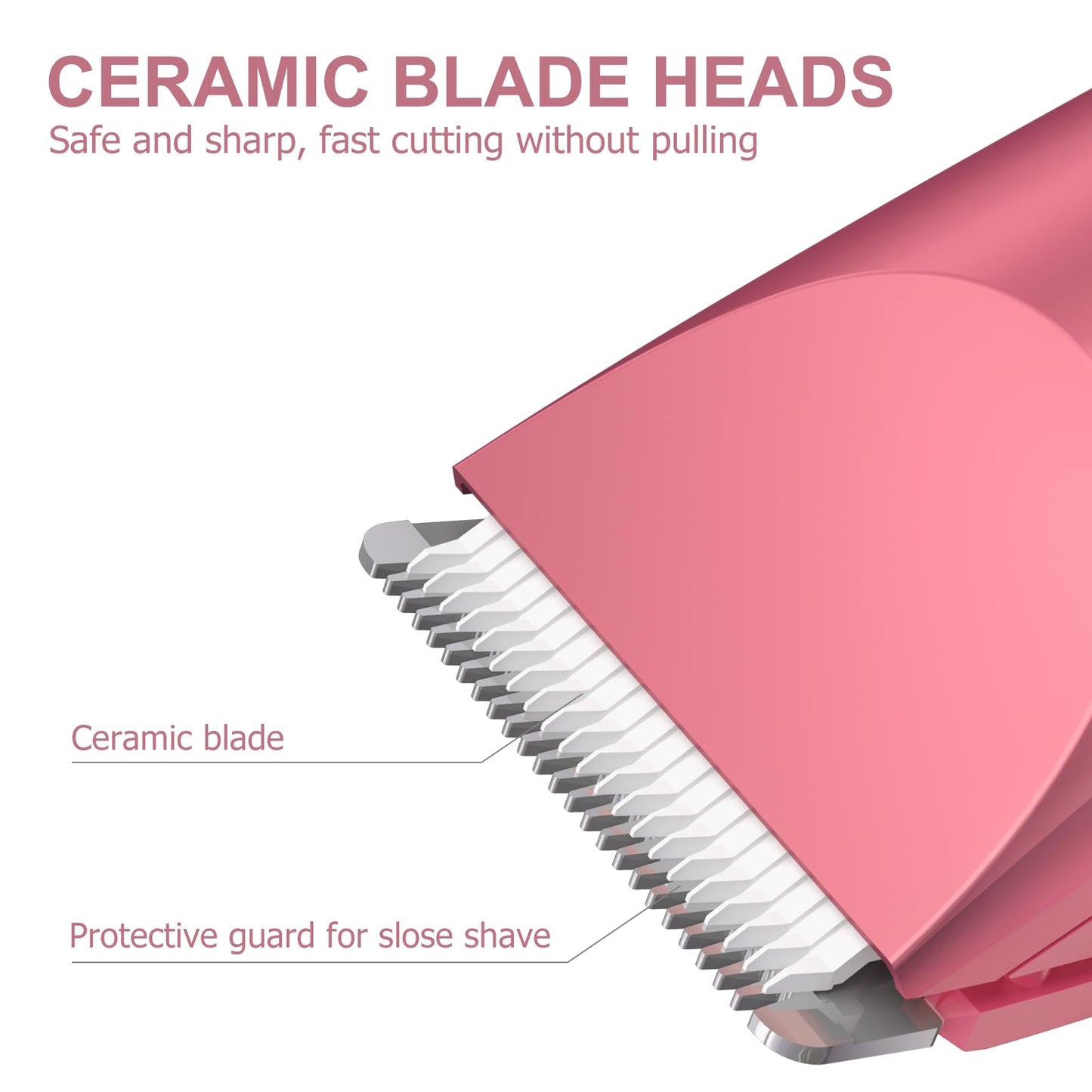 OLOV Electric Body Hair Trimmer - Groin Trimmer for Men - Bikini Trimmer Women - Wet/Dry Shaver Groomer, Replaceable Ceramic Blade Heads, USB Recharge Dock, Waterproof Hygiene Razor, Red