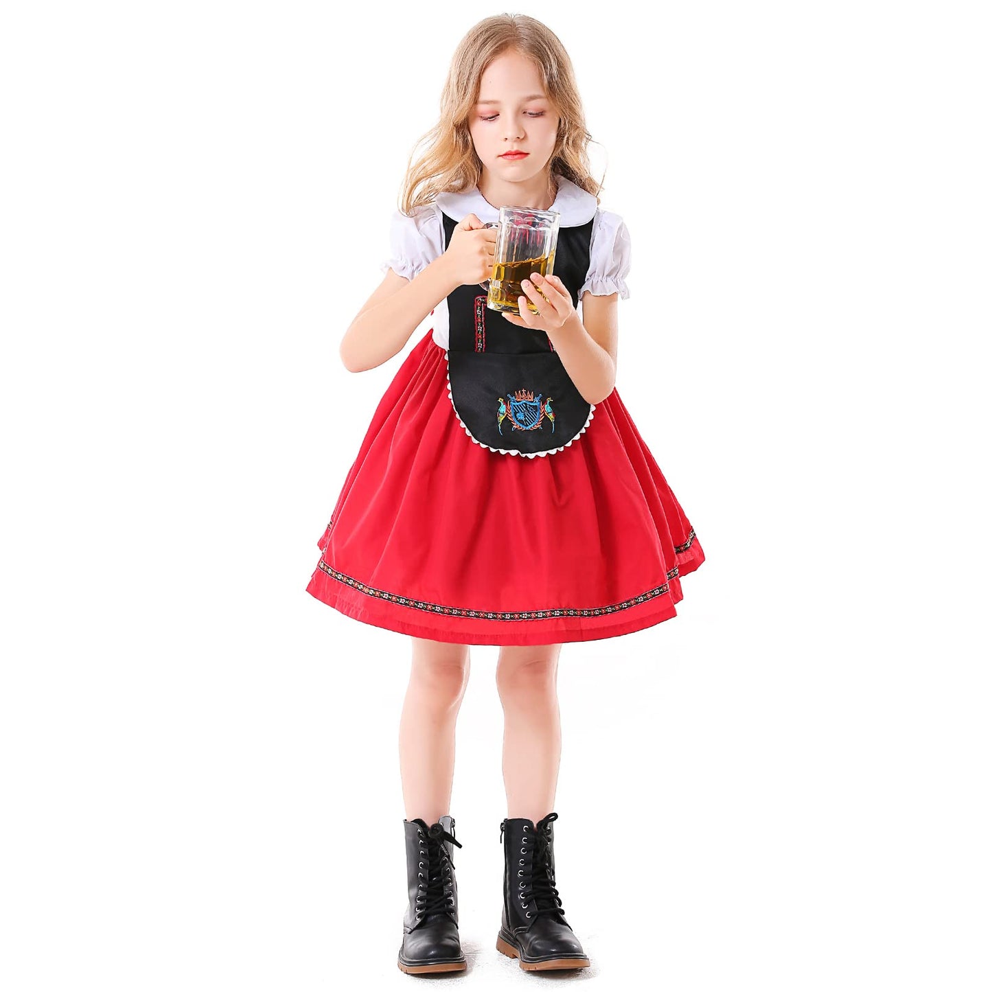 Faltern Oktoberfest Outfit Girls German Girls Costume Red Kids Oktoberfest Costume Dress Bavarian Beer Dress for Girls