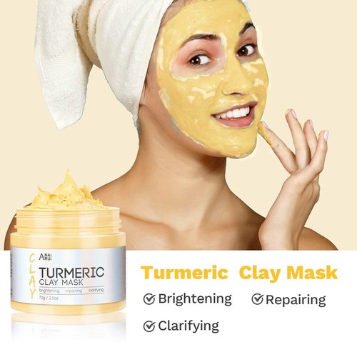 ANAI RUI Face Mask Set - Turmeric, Green Tea & Dead Sea Mud Masks for Oily Skin - Spa Gift Set for Women & Teens, 2.5 oz Each
