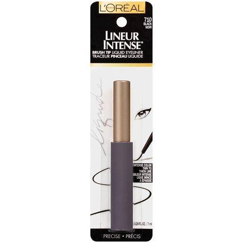 L'Oreal Paris Liquid Eyeliner - Intense Brush Tip for Precision | Black, 0.24 Fl Oz
