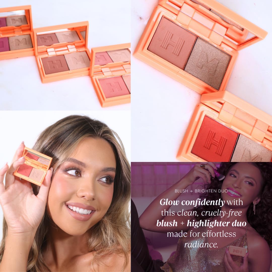 Skiennix Mini Blush + Brighten Highlighter Duo | Lightweight, Blendable Shimmer Blush - High Pigmented Makeup Palettes