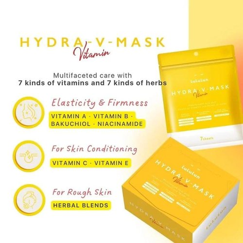 Lululun Vitamin C Face Mask - Hydrating Sheet Mask with 7 Herbs & Vitamins for Clear Skin | 28 Count