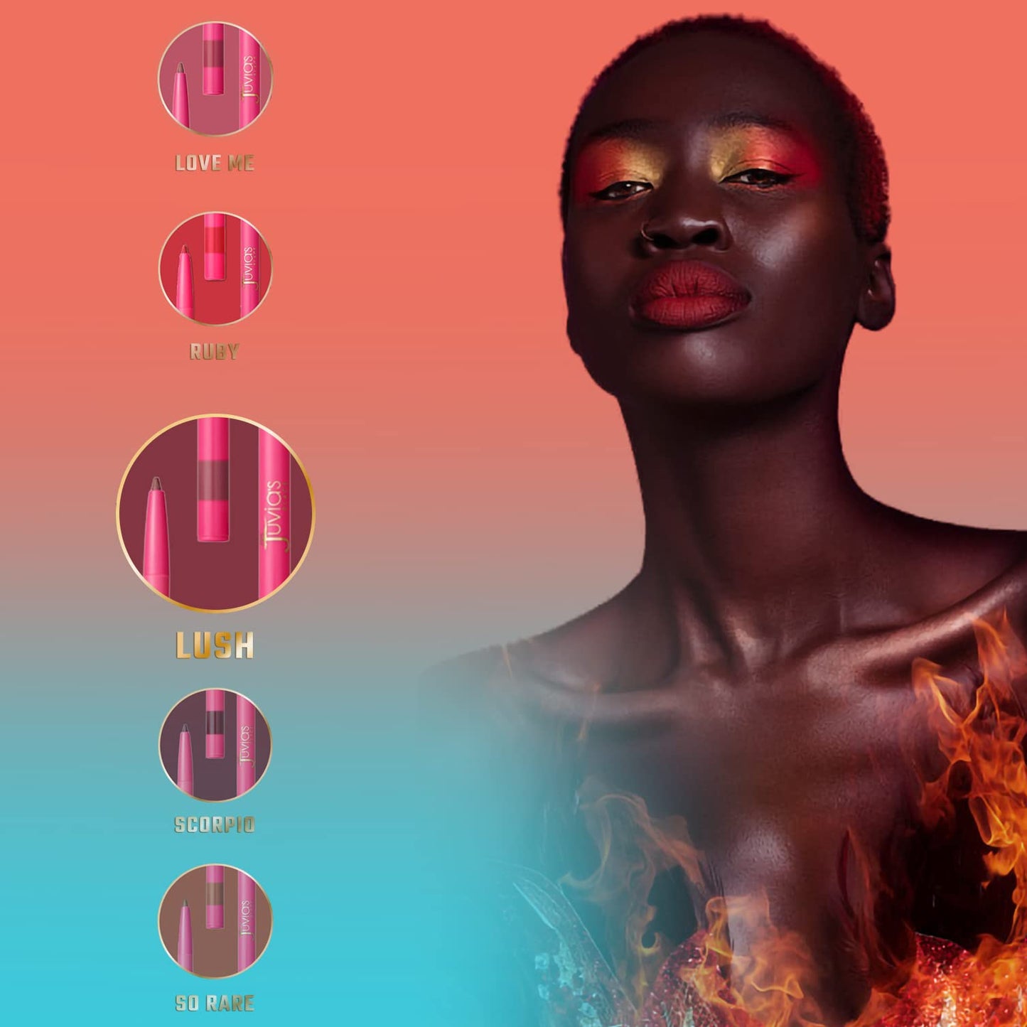 Juvia's Place Coffee Shop Luxe Lip Liner: Lush - Colorstay Matte Finish Lip Pencil, Makeup for Natural Long Lasting Beauty and Sensational Wear, Lip Stain Kiss Proof Cometics