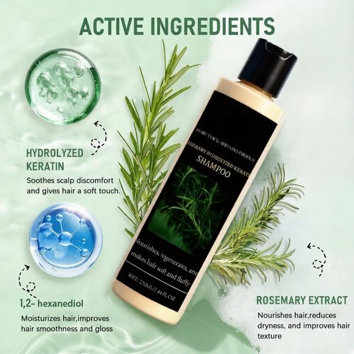 Regine Switzerland Organic Rosemary Hair Growth Shampoo - Sulfate-Free Volumizing Formula for Thinning Hair & Hair Loss, 7.4 fl oz