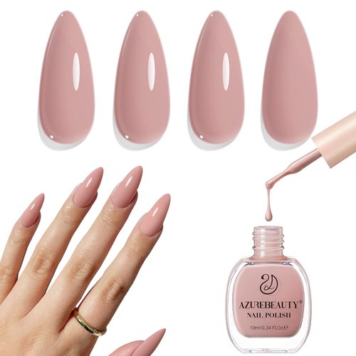 AZUREBEAUTY Nude Pink Nail Polish - Quick Dry, Long-Lasting Glossy Finish | 10ml for Salon-Quality Manicures