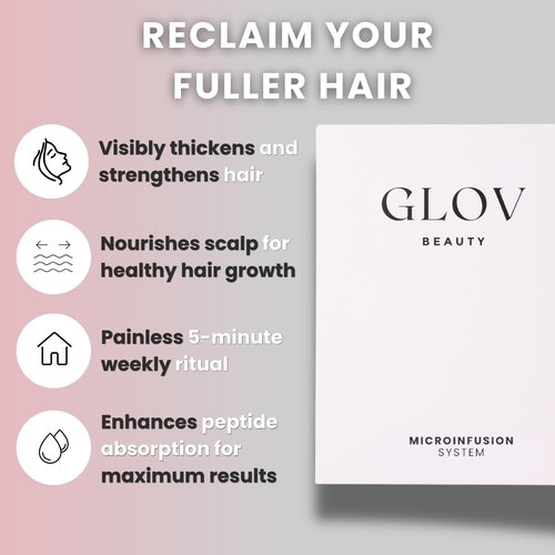 Glov Beauty Micro Infusion Hair Renewal Kit – 0.25mm Gold Derma Stamp with Hyaluronic Acid, Peptide & Botanical Serum Ampoules | Hydrating Scalp Treatment for Fuller, Thicker-Looking, Healthier Hair
