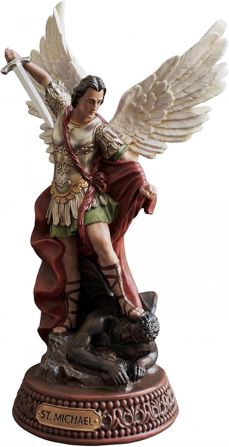 TALPGOD 12-Inch St. Michael The Archangel Statue - Colorful Catholic Home Decor Figurine