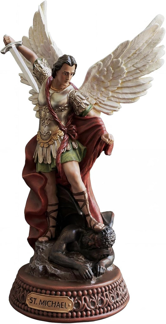 TALPGOD 12-Inch St. Michael The Archangel Statue - Colorful Catholic Home Decor Figurine