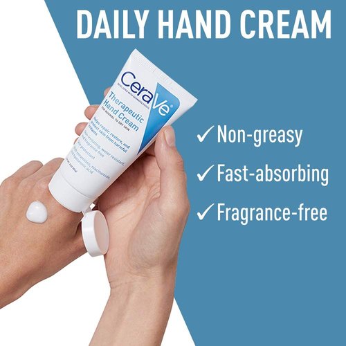 CeraVe Therapeutic Hand Cream - Hydrating Formula with Hyaluronic Acid & Niacinamide | 3 Ounce, Fragrance-Free