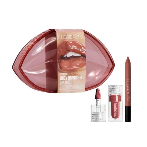 Huda Beauty Juicy Bombshell Lip Duo - Limited Edition Lip Pencil & Gloss - Travel Size