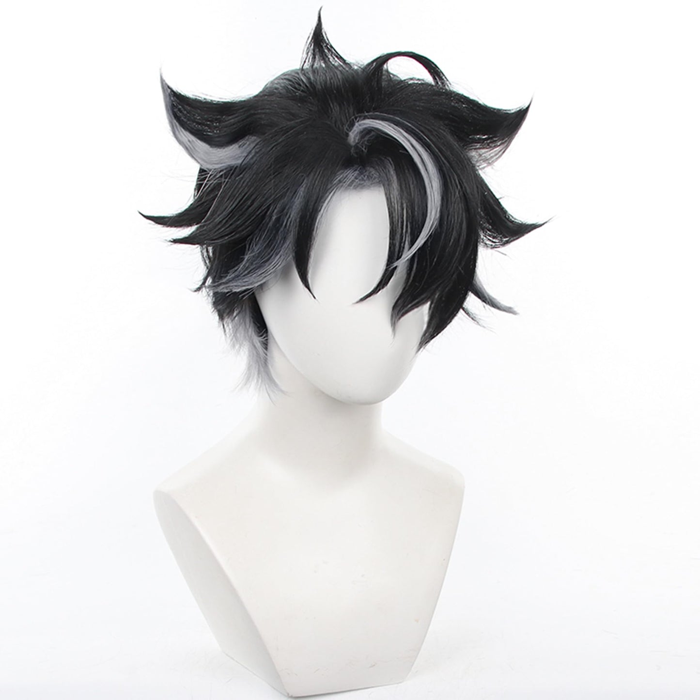 Wriothesley Wig Genshin Impact Fontaine Wrigley Cosplay Wig Black and Gray Short hair with Wig Cap for Man Comic Con, Anime Show, Halloween