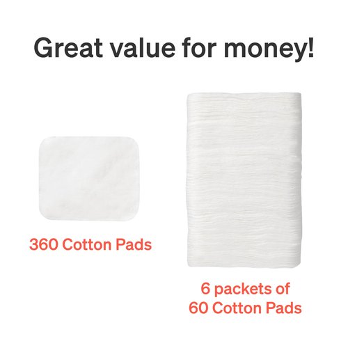 Baby Cotton Pads for Diaper Change by LoveNoobs, 360 Count, Ultra Soft 100% Organic Extra Large Cotton Pads for Baby Sensitive Skin, Lint-Free, Premium Jumbo Size, GOTS Certified