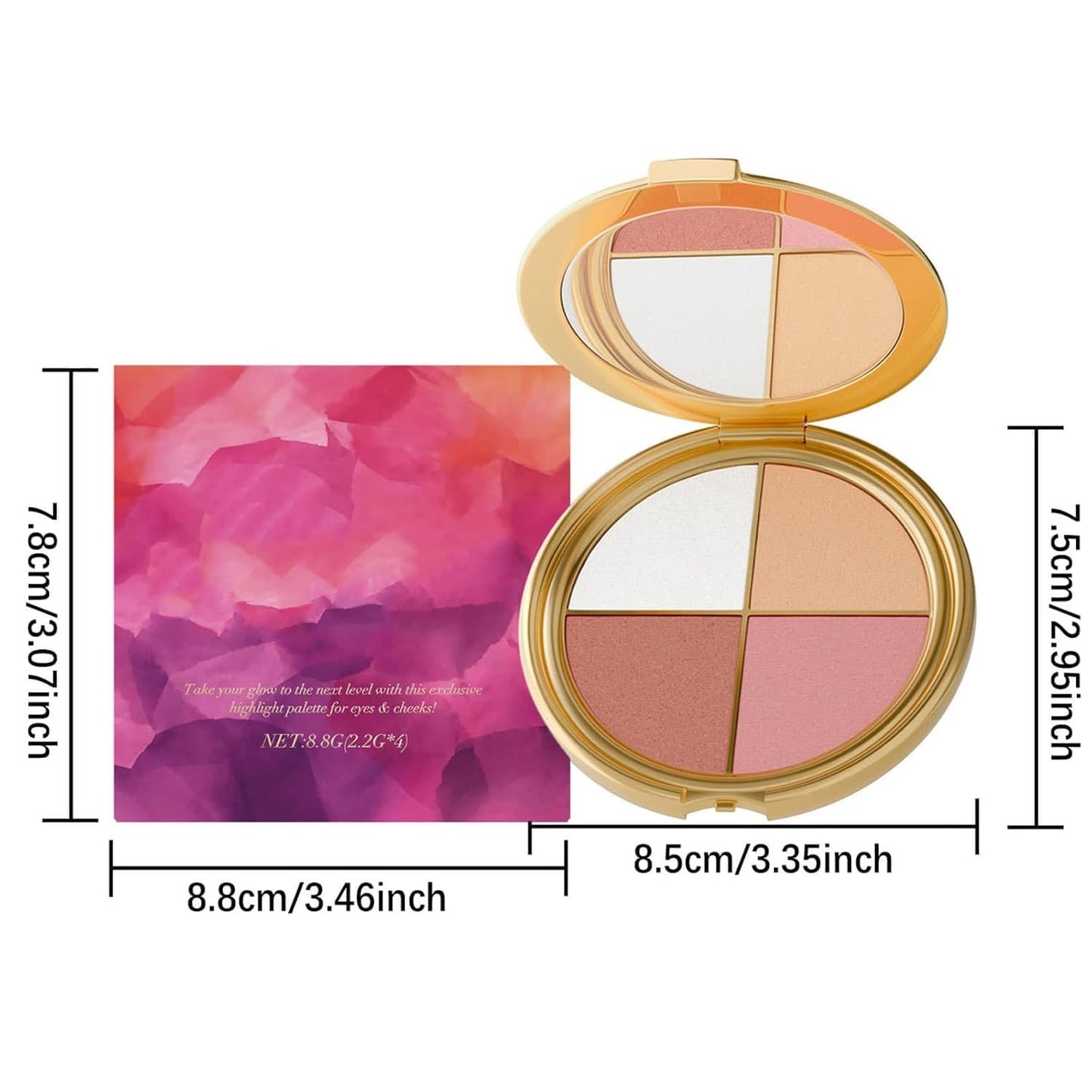 Skiennix Eye & Cheek Palette - Versatile 4-In-1 Makeup Kit with Eyeshadow, Blush & Highlighter