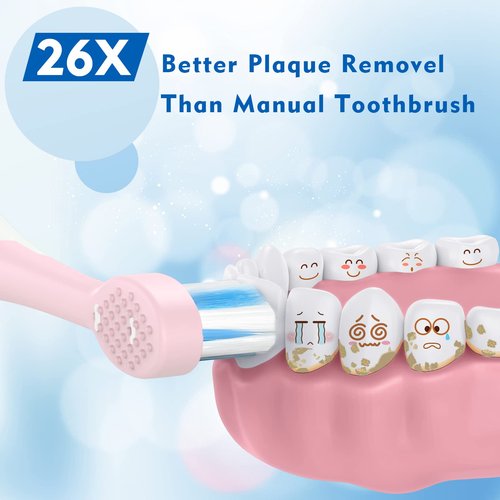FUMEIKANG Kids Electric Toothbrushes Sonic Rechargeable Tooth Brush Gifts for Boys and Girls Smart Timer Power Toothbrush - 3 4 5 6 7 8 9 10 11 12