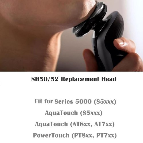 Philips SH50/52 Replacement Heads - Compatible with Series 5000 Electric Shaver | 3-Pack with Brush