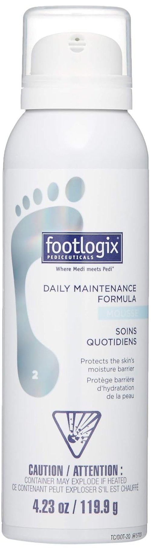 Footlogix Daily Maintenance Formula - Nourishing Foot Moisturizer Mousse for Dry Skin | 4.23oz
