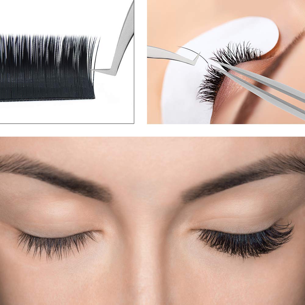 QUEWEL Eyelash Extensions 0.03mm D Curl 10mm Supplies Matte Black Individual Eyelashes Salon Use|0.03/0.05/0.07/0.10/0.15/0.20mm C/D Single 8-18mm Mix 8-15mm/10-15mm|（0.03 D 10mm）