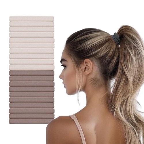 Vrose Flosi Hair Ties No Damage - Strong Stretchy SnagFree Hair Bands | Soft Nylon Thick Ponytail Holders Hair Elastics for Everyday Hairstyles | Ideal Gifts for Women Teens Girs 20pcs