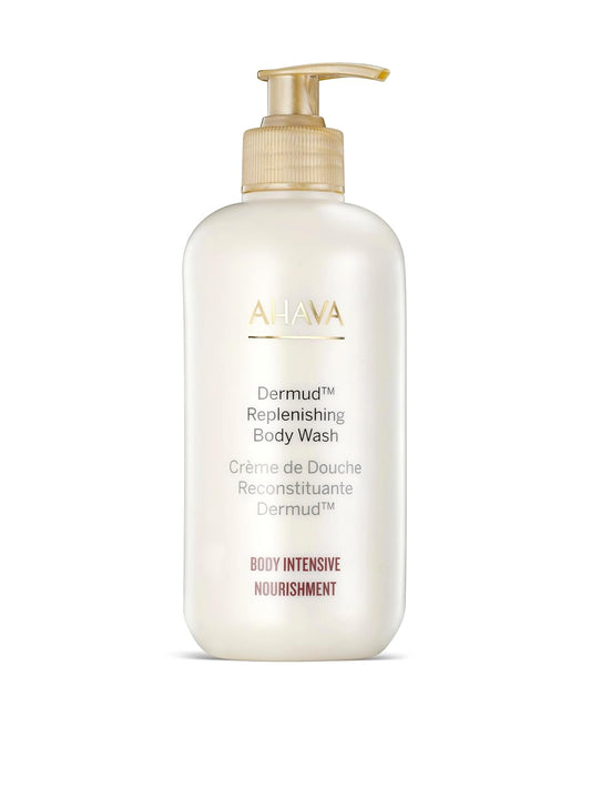 AHAVA Dermud Replenishing Body Wash - Nourishing Cleanser for Dry & Sensitive Skin, 13.5 Fl. Oz | With Dead Sea Osmoter & Aloe Vera
