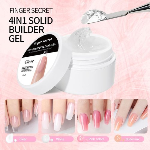 Solid Builder Gel for Nails, Non-Sticky Hand Hard Gel for Nails Nail Extension Gel Nail Art Salon Home Non-Sticky Hand (Set A)