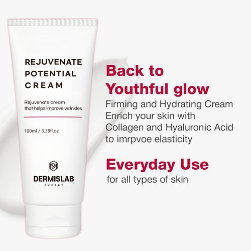 DermisLab Rejuvenate Potential Cream – Korean Skincare Collagen & Hyaluronic Acid Firming Hydration Face Cream | 100 ml / 3.38 oz