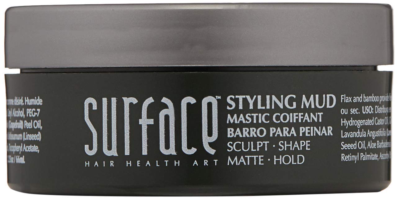 SURFACE Hair Men Styling Mud - Flexible Hold with Flax & Bamboo for Matte Finish - 2.25 oz