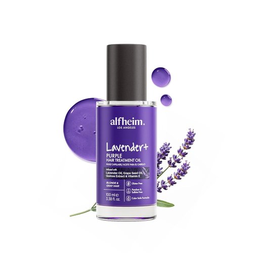 ALFHEIM Lavender Purple Hair Oil - Anti-Brass & Frizz Control Serum for Blonde & Color-Treated Hair - 3.38 oz / 100 ml