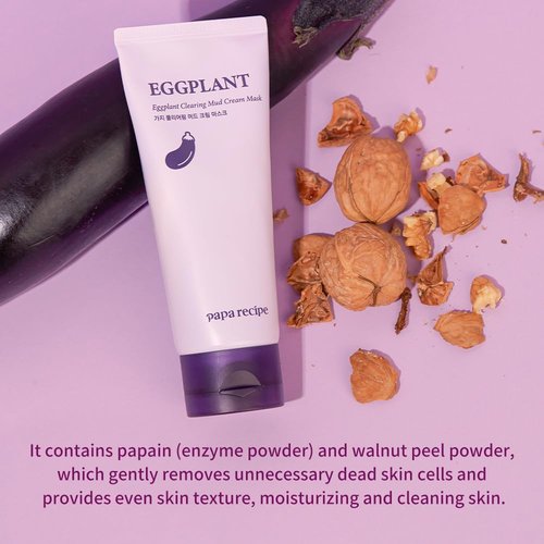 Papa Recipe Eggplant Clearing Mud Cream Mask - Deep Pore Purifying & Hydrating Face Mask for Sensitive Skin