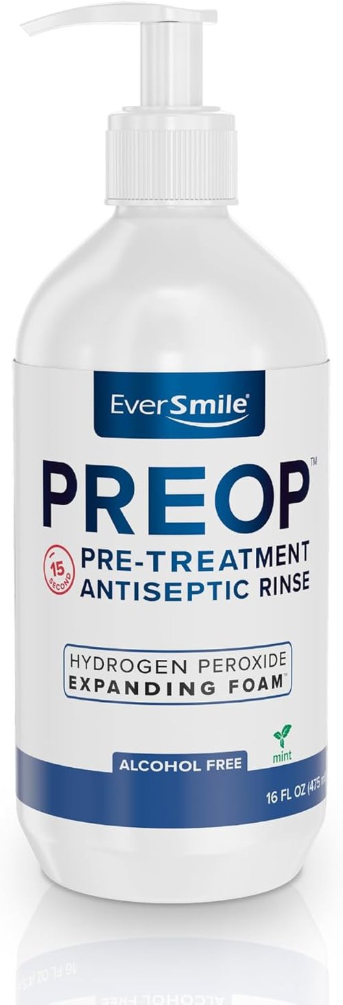 EverSmile PreOp Foaming Rinse - Deep Clean Mouthwash with Hydrogen Peroxide - Alcohol-Free, 100 Uses, 16oz