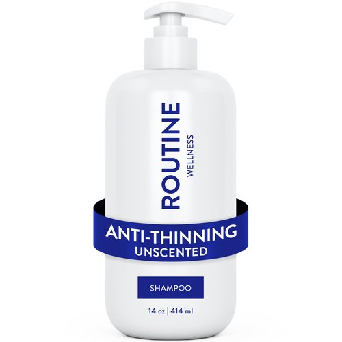 Routine Wellness Anti-Thinning Shampoo for Thinning Hair - Biotin DHT Blocker Women & Men - Color Safe Shampoo for Hair Loss & Healthy Hair - Unscented -14oz