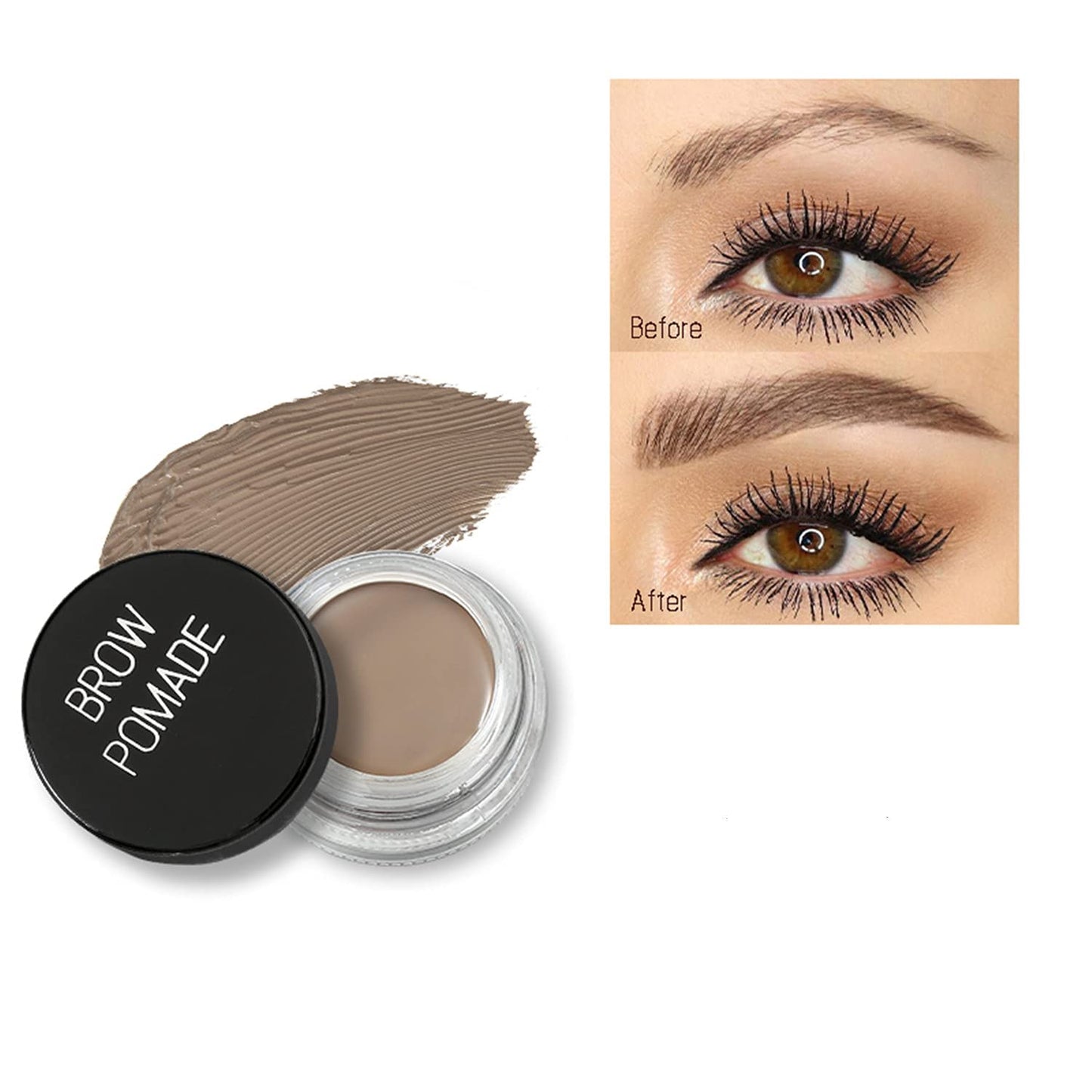 MAEPEOR Matte Eyebrow Pomade 6 Colors Creamy Smooth Full-pigmented Brow Pomade Long Lasting Waterproof Cream Brow Gel with Eyebrow Brush (Matte, 02 Taupe)